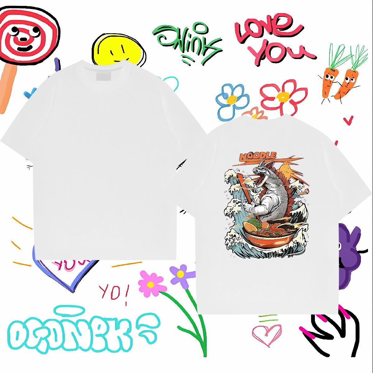 New Designer Man T Shirts 100% Cotton 230g dinosaur Daily Wear Tops Short Sleeve Soft Classic Tshirt for Man Woman Cartoon Print