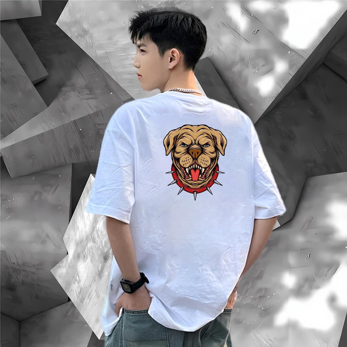 Casual New T-Shirts for Men 230g 100% Cotton dog Daily Outfit Clothes Round Neck Short Sleeve Unisex Tshirt for Man Woman Custom Big Size