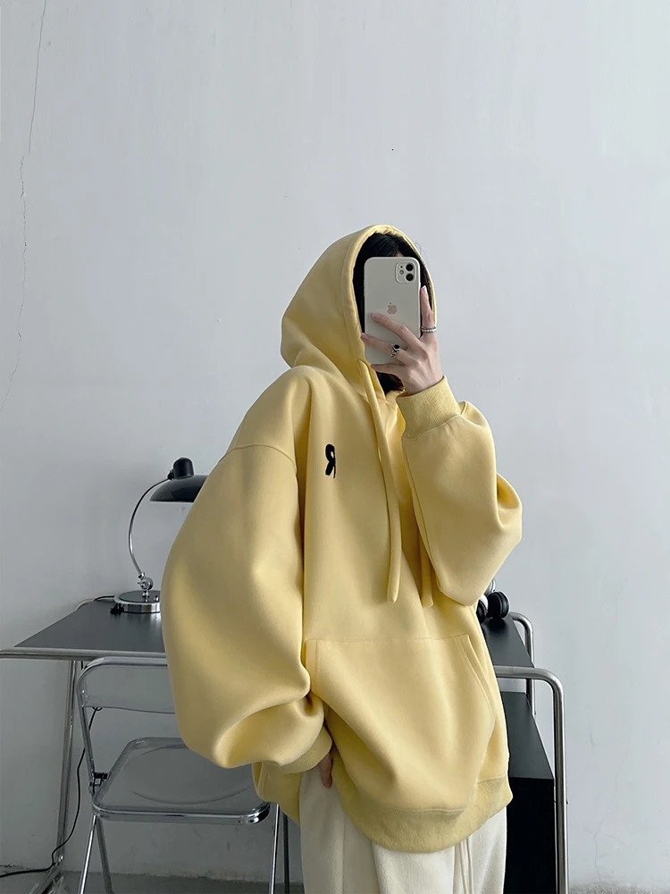 Womens Casual Sweatshirts Autumn Winter Lazy Style Solid Color Thick Loose Hooded Coat Streetwear Tops 240806
