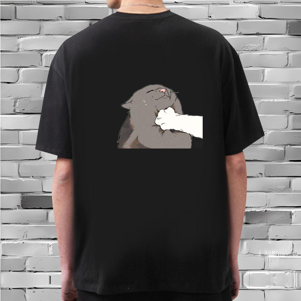 Fashion New T-Shirts for Men 230g 100% Cotton cat Outdoor Clothes Breathable Soft Designer Men Tops Tees Cartoon Printing L-4XL