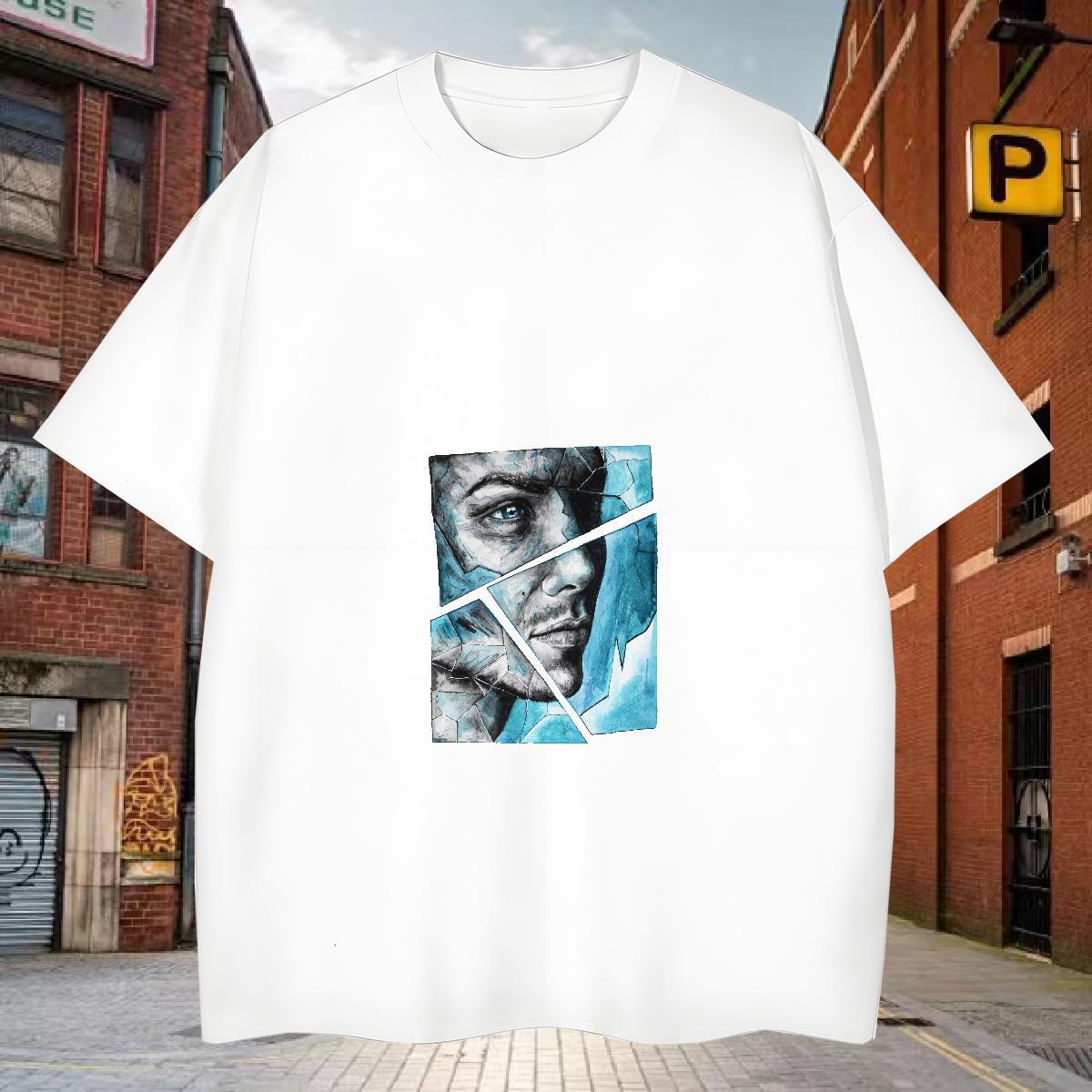 Mens T Shirts 100% Cotton 230g portrait Hip Hop Street Short Sleeve O-Neck Black White Mens Tshirts 2024 TOP Quality Tops Tees