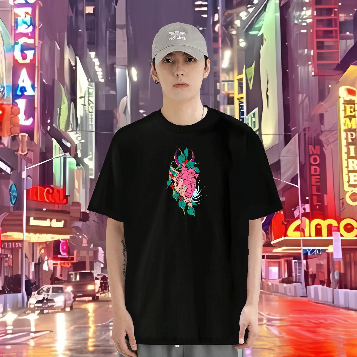 T Shirt For Man 230g Cotton flower Summer Casual Breathable Oversized 3XL 4XL Couples T Shirts Brand Comfortable Tee Shirt