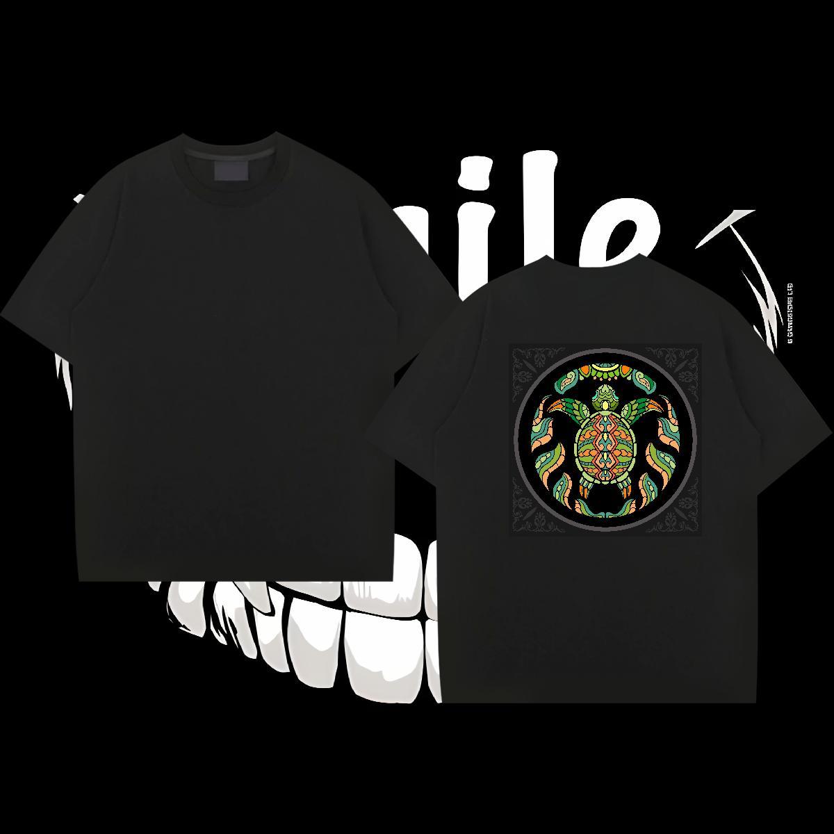 2024 New T Shirts Men 100% Cotton 230g tortoise Spring Summer Tee Shirt O-Neck Short Sleeve Free Shipping Mens Tshirts Cartoon Print