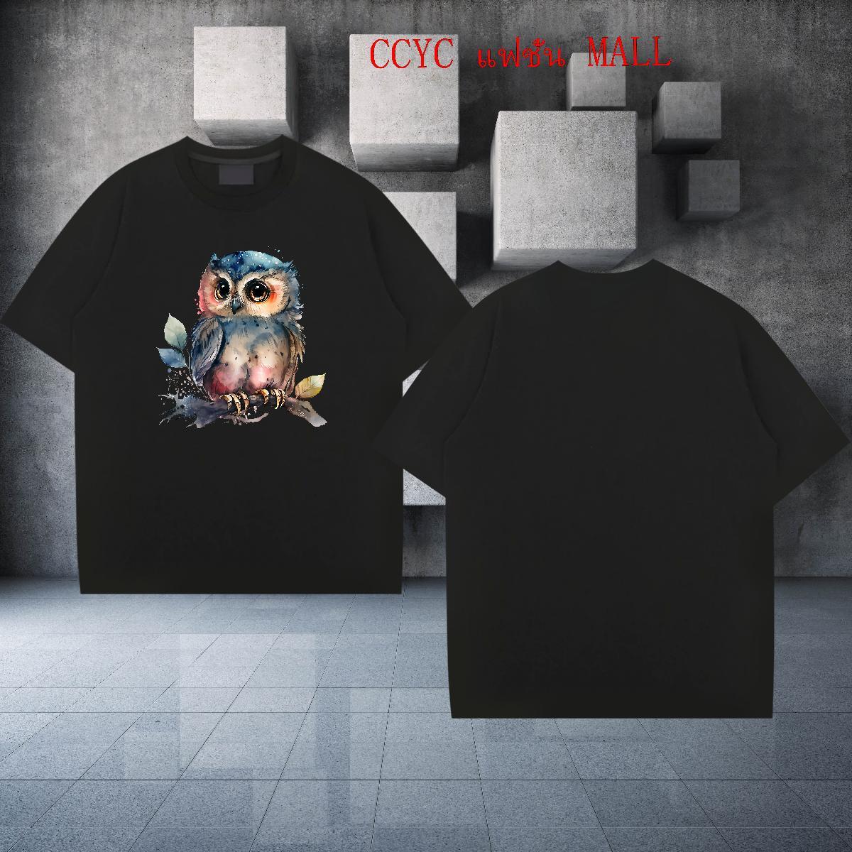 Fashion Design T-Shirts for Men 230g 100% Cotton Owl Casual Tees Shirts Breathable Soft Men Tops Tees Customized Print