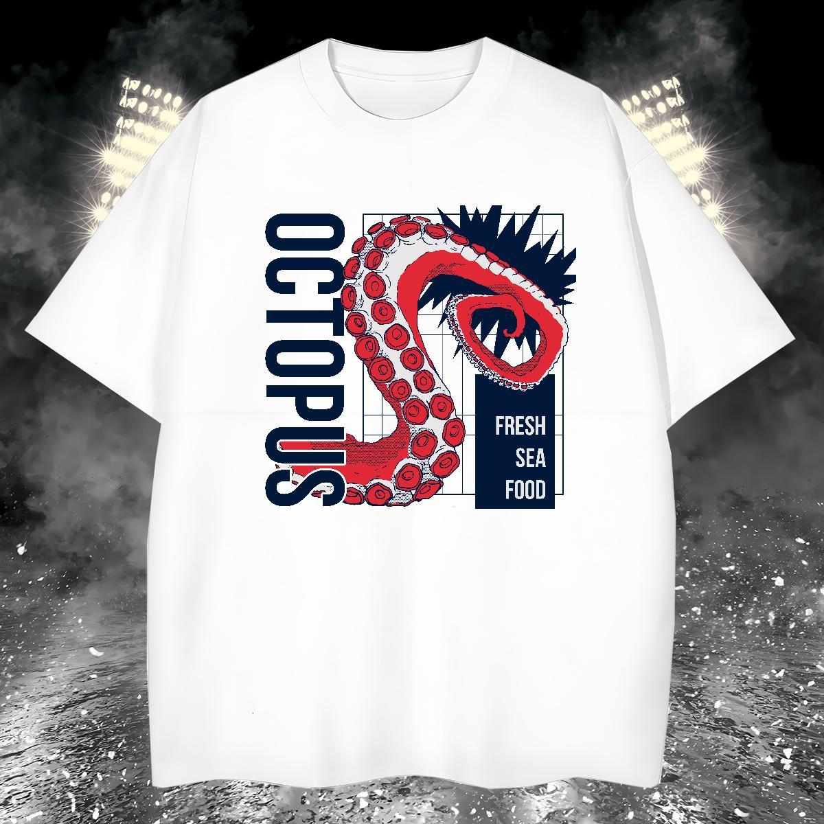 Man T Shirts 230g Cotton octopus tentacle Street Wear Breathable Oversized Men Tees New Classic Tshirts