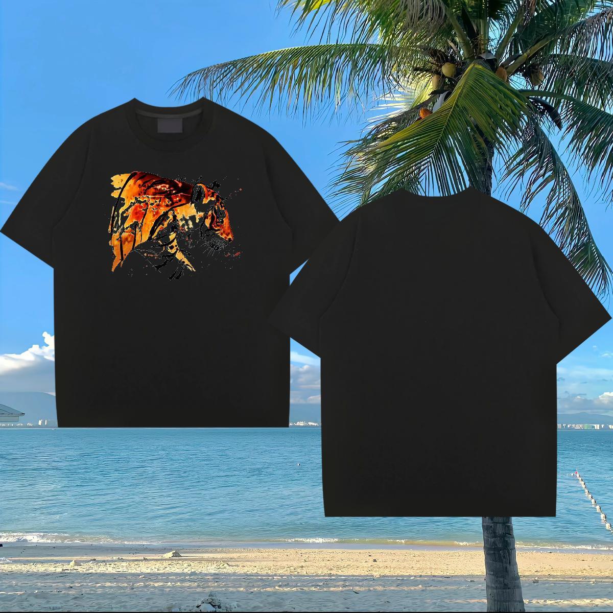 New Arrival T Shirt For Man 100% Cotton 230g tiger Sport Tee Shirt O-Neck Short Sleeve Wholesale Men Tshirts Skull