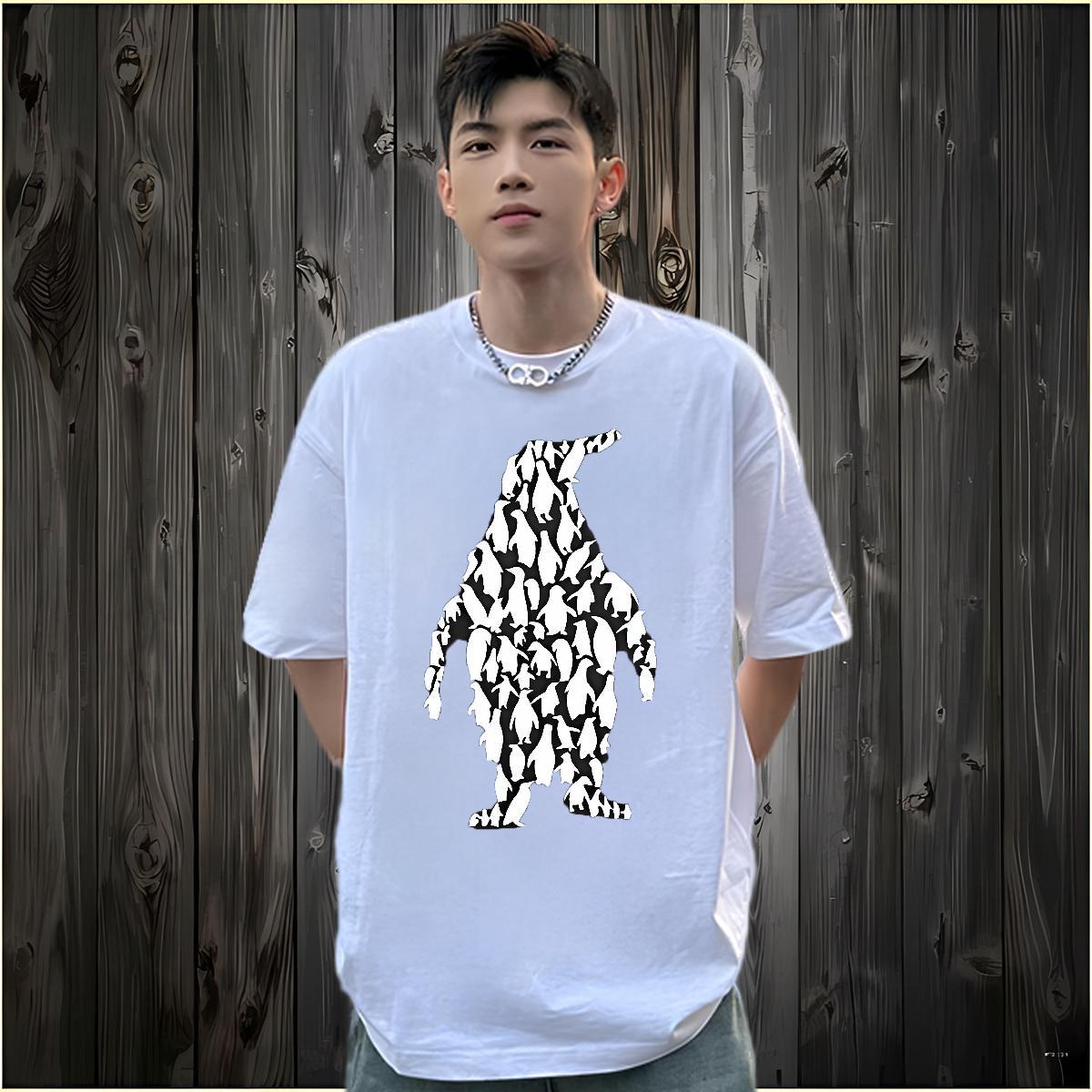 Casual New T-Shirts 230g Pure Cotton penguin Daily Wear Tops Short Sleeve Soft Popular Tshirts Custom Cartoon
