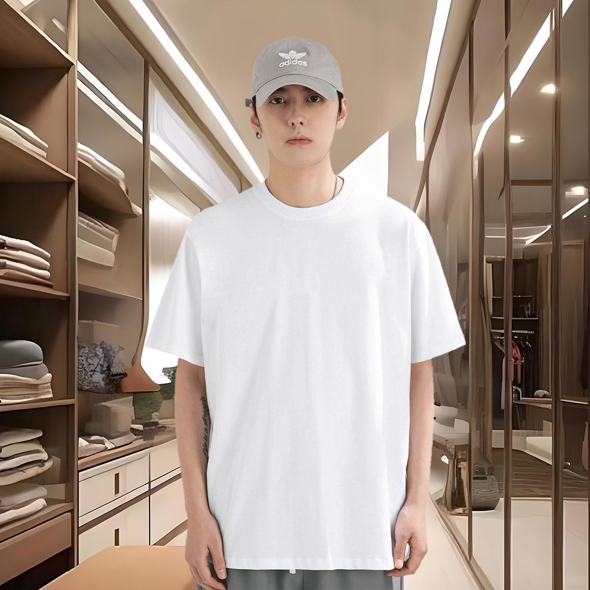 Men T Shirts 230g Cotton Geometric line Street wear Hip Hop Pure Cotton Anime Tshirts 2024 Free Shipping Polos