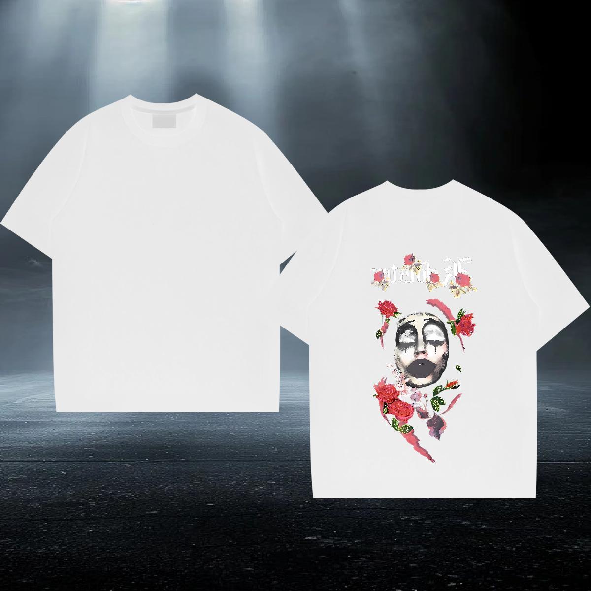 Classic T-Shirts for Men 100% Cotton 230g flower Hip Hop Street Top Tees Breathable Short Sleeve Popular Men Tshirts Oversized