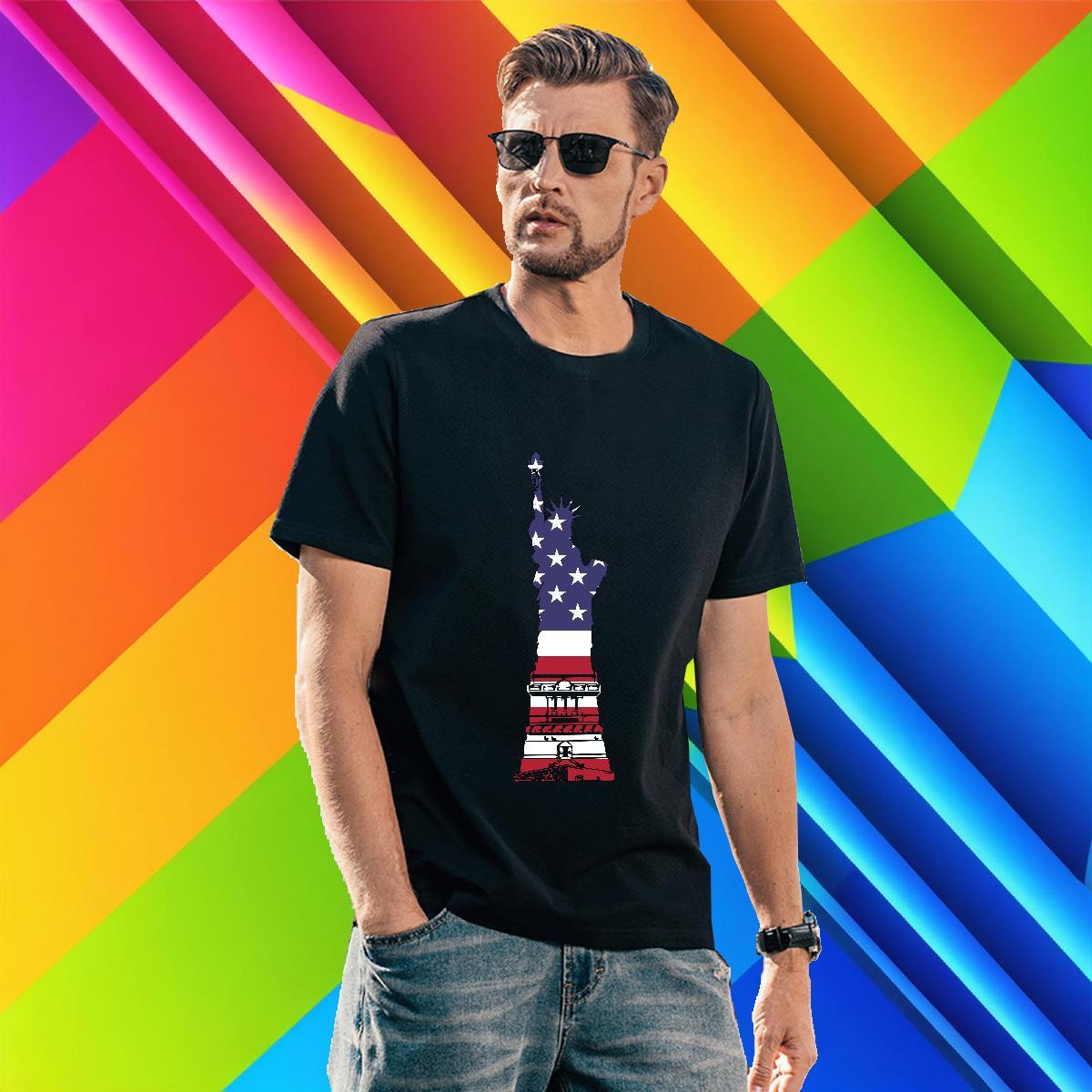 Soft Men Tshirts 230g 100% Cotton the Statue of Liberty T shirt Outdoor Crew Neck Breathable DIY DIY Customized Wear