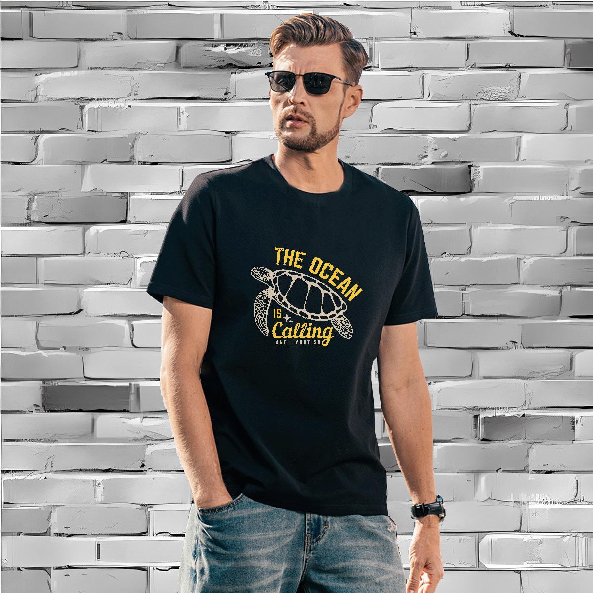 Cool Men Tees 230g Cotton T Shirts Men Street O Neck Short Sleeves Floral Print 2024 DIY Tee Shirt