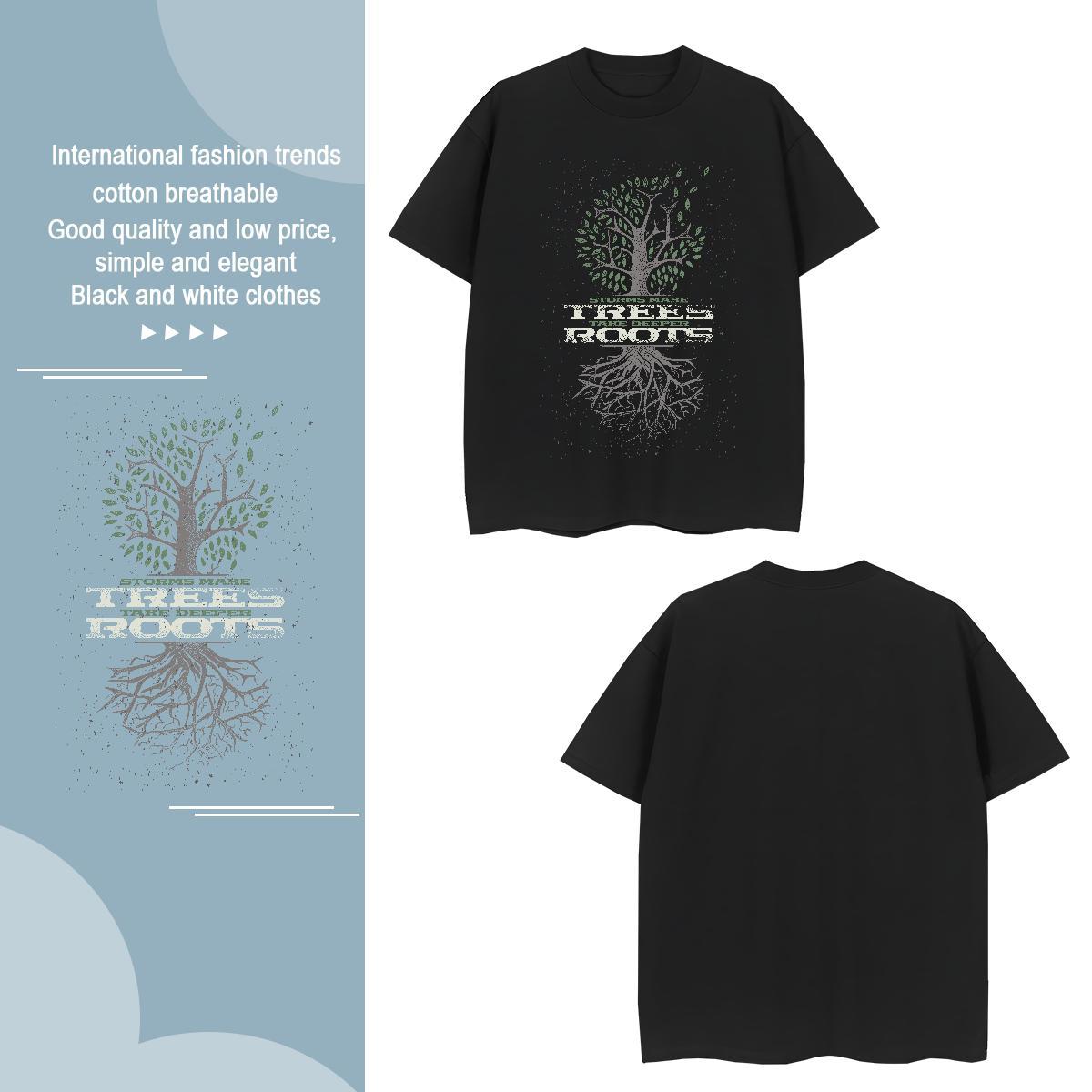 T shirt 100% Cotton 230g tree Beach Breathable Crew Neck Graphic Tshirts New Brand Wear