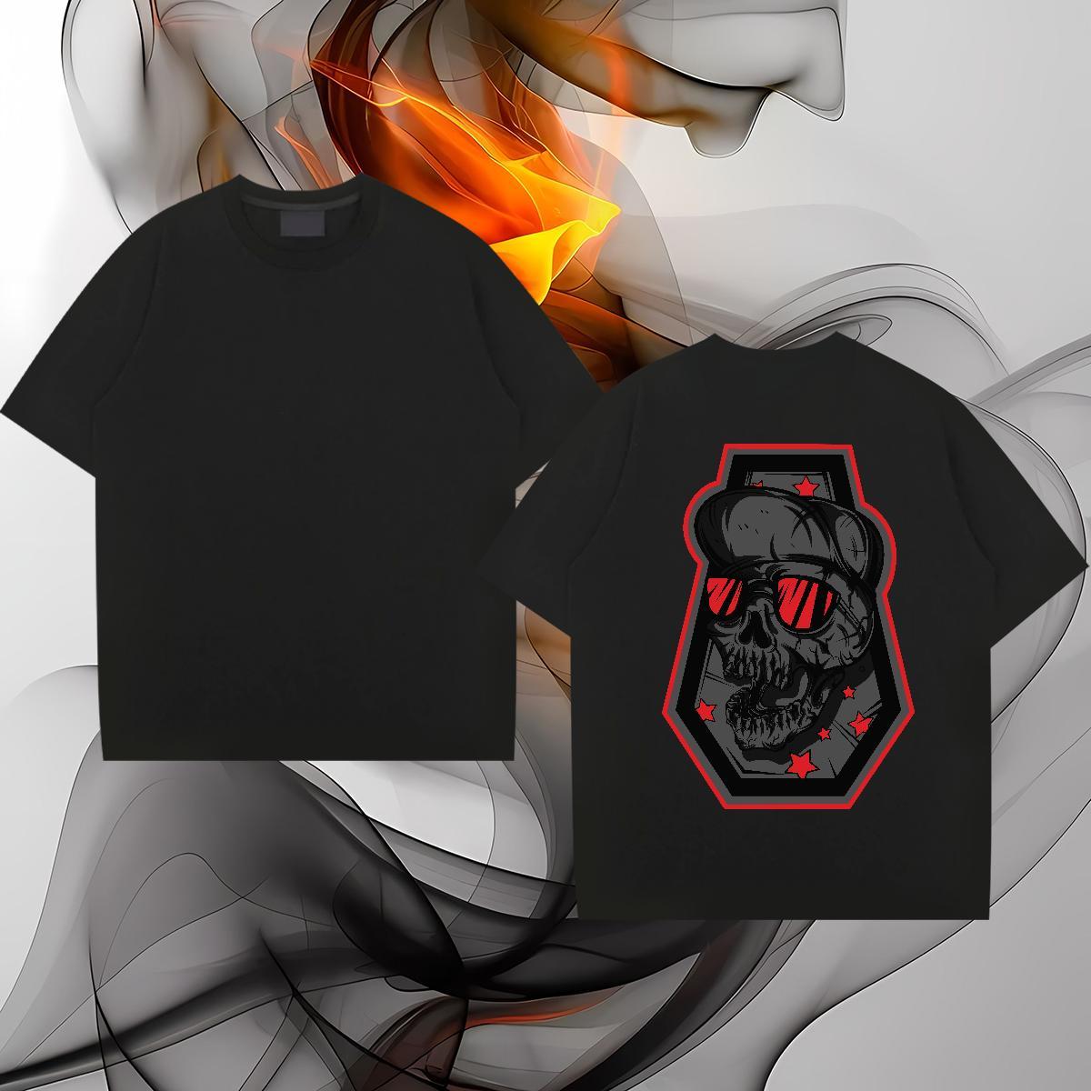 Classic Casual T-Shirts for Men skull Tshirts 230g 100% Cotton Casual Daily Wear Loose Plus Size Cartoon Crew Neck Breathable Couples T Shirts