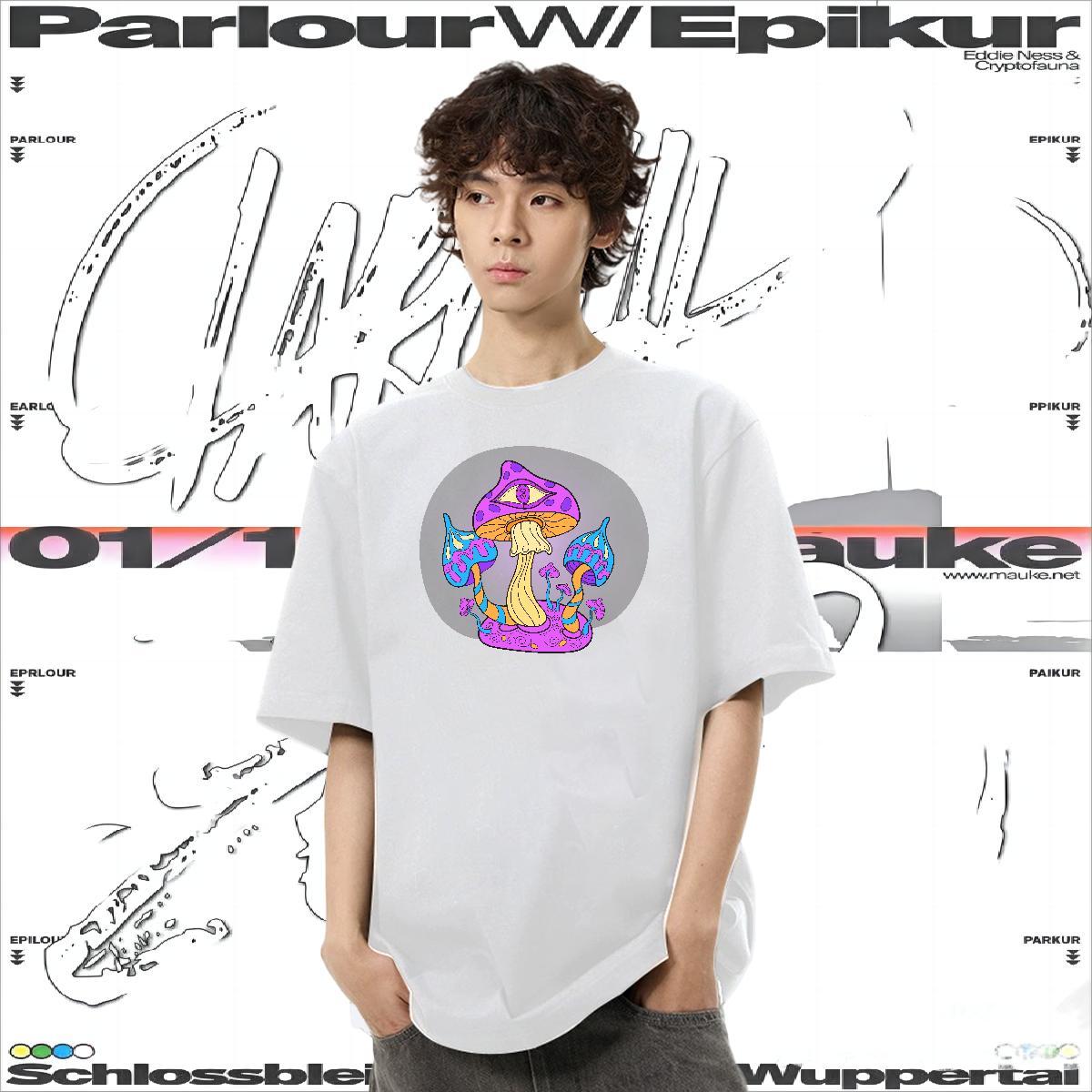 Custom T-Shirts for Men 100% Cotton 230g mushroom Summer Casual Top Tees Crew Neck Breathable Free Shipping Men Tshirts DIY Printed