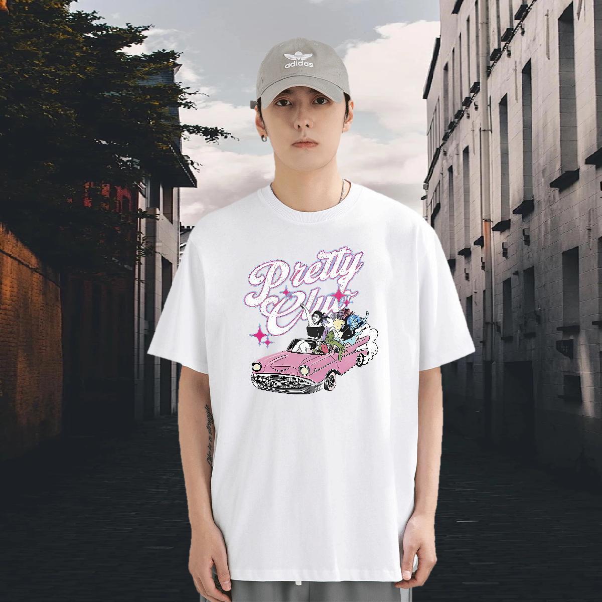 Free Shipping Men Tops Tees 230g Pure Cotton Hip Hop Street car Asian Size Breathable Short Sleeve 2024 DIY T-Shirts for Men Top Tees