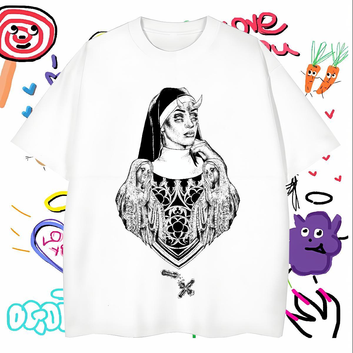 T-Shirts for Men 230g Cotton cry Casual Daily Wear Short Sleeve Soft Cartoon Printing L-4XL Couples T Shirts DIY Customized Wholesale Top Tees