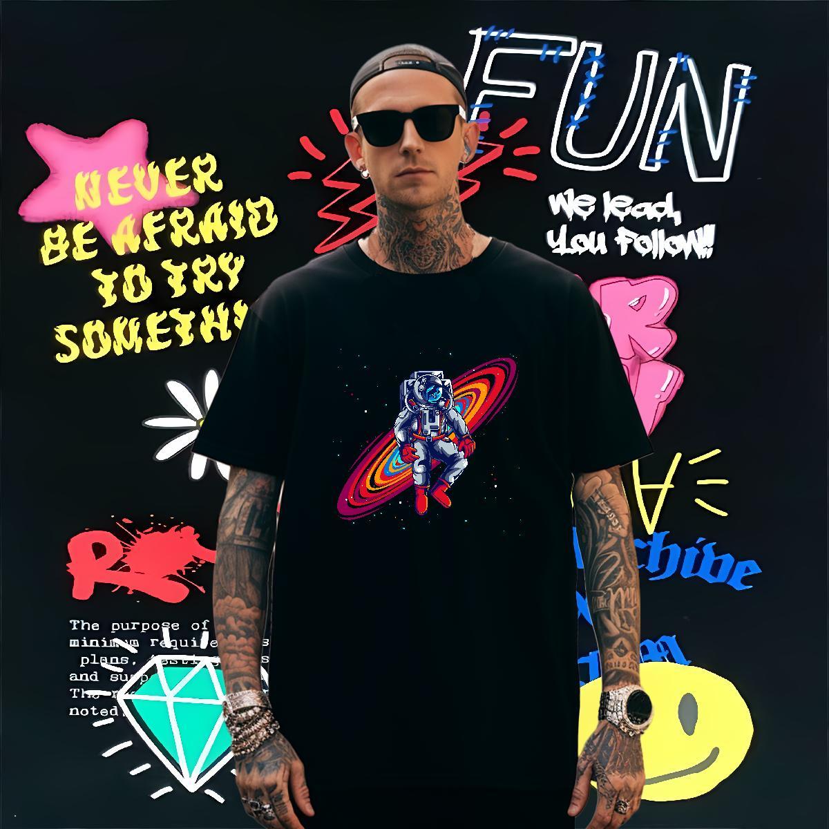 Mens T Shirts 230g 100% Cotton universe High Street Hip Hop Breathable Short Sleeve DIY Tshirt for Man Woman 2024 Designer High Quality Polos