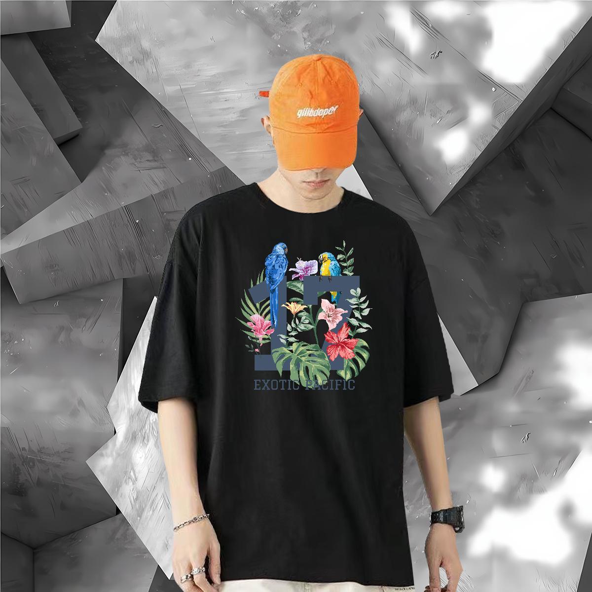 Brand T-Shirts for Men 230g Pure Cotton bird Sports Casual Tee Shirt Crew Neck Breathable Comfortable Men Tees Customized Print
