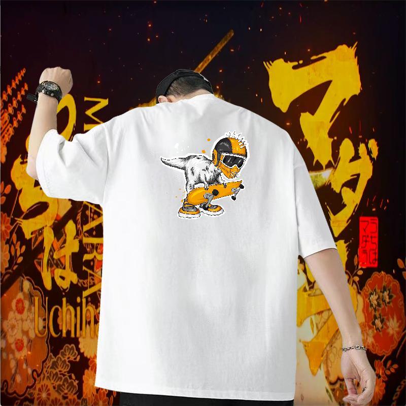 Custom T Shirts Men 230g Pure Cotton dinosaur Daily Wear Tees Shirts O-Neck Short Sleeve Cool Design Men Tees White Plus Size