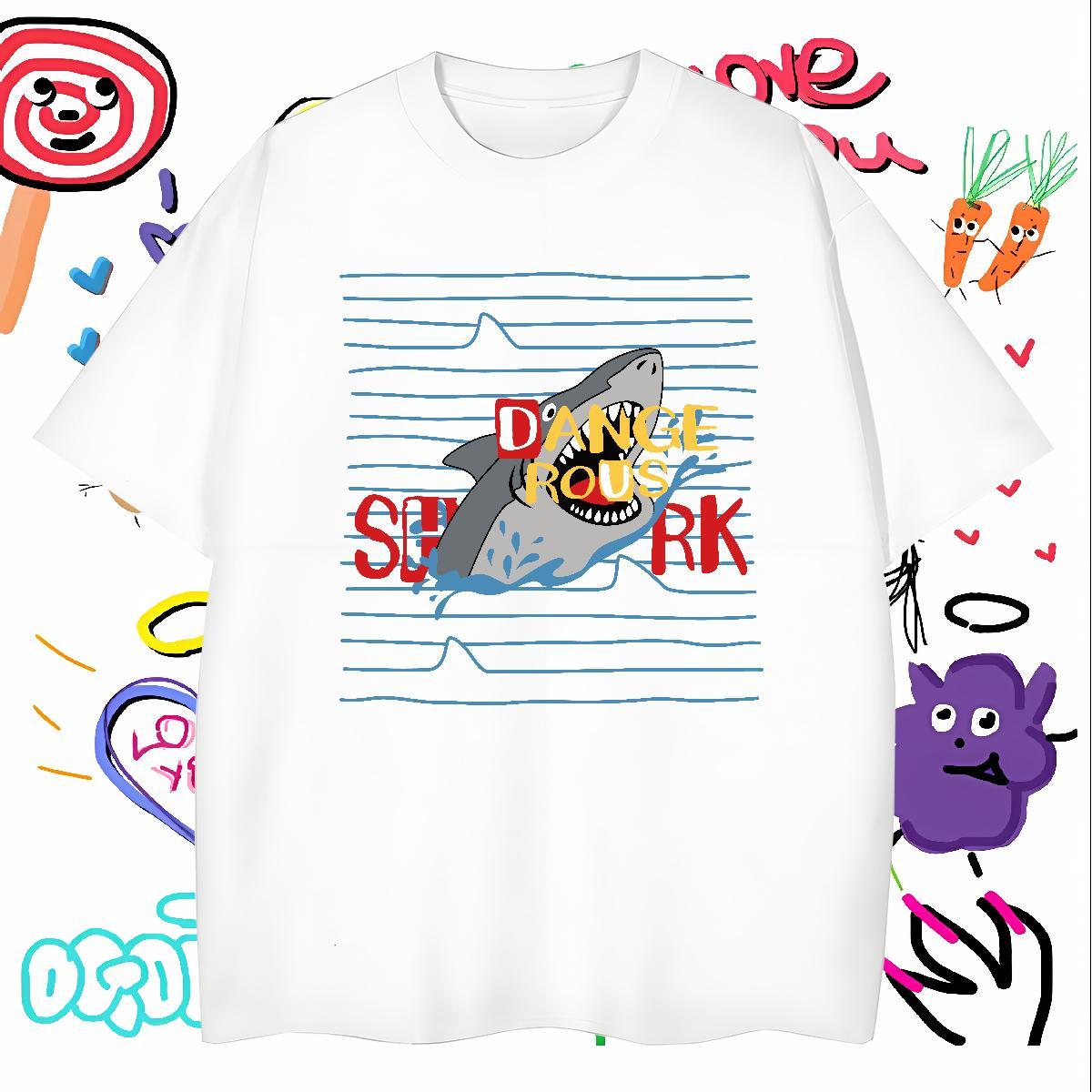 Man T Shirts 230g 100% Cotton shark Outdoor Short Sleeve O-Neck Custom Print Plus Size Mens Tshirts Free Shipping TOP Quality Polos