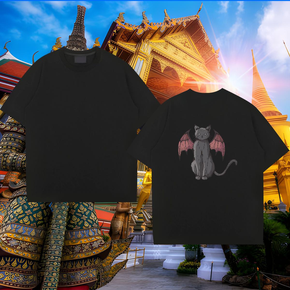 Cool Design Men Tees 230g Cotton cat Mens T Shirts Beach Breathable Plus Size Cartoon Factory Direct Tees Shirts