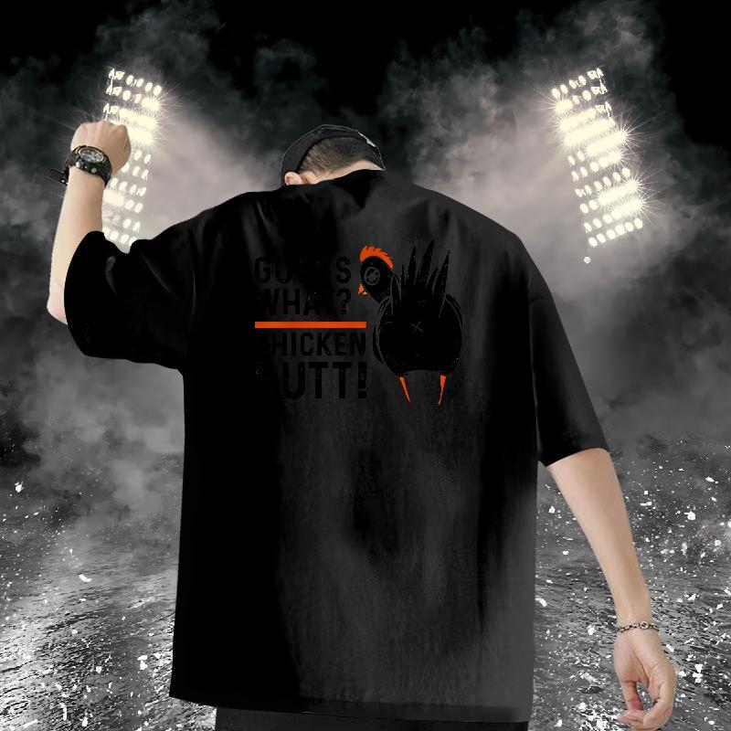 Fashion New T Shirts Men 100% Cotton 230g chicken Anime Printing Street Tees Shirts Pure Cotton Comfortable Men Clothes T-Shirt DIY Anime