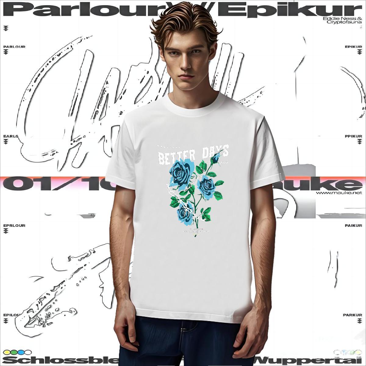 T Shirt For Man 100% Cotton 230g ROSE Casual Beach Breathable Short Sleeve Custom Big Size Men Tshirts DIY Customized High Quality Wear