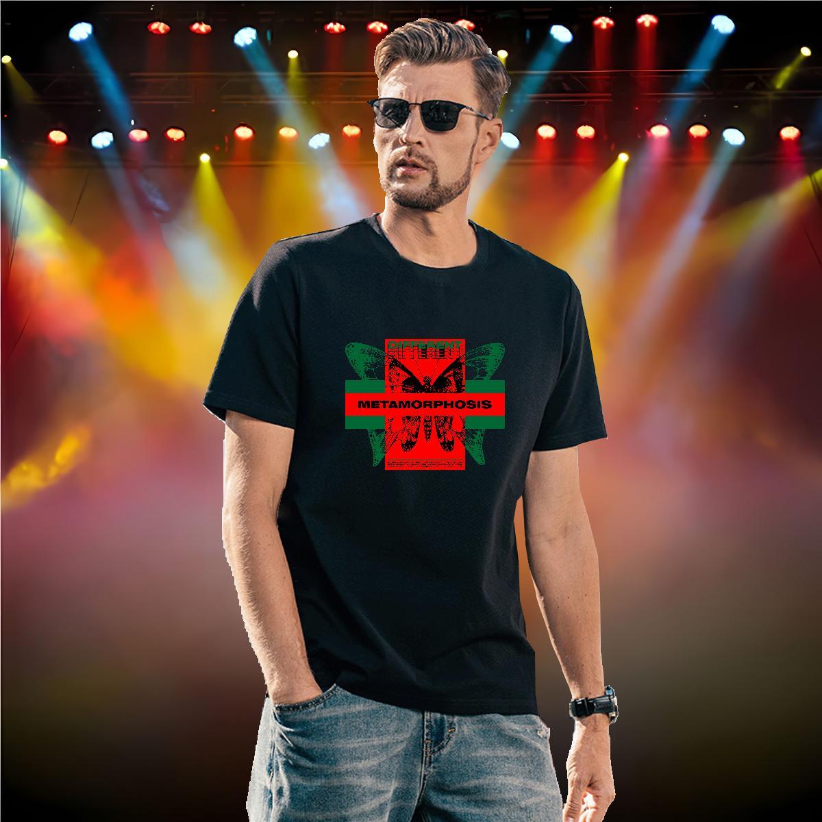 High Quality Men Tees 230g 100% Cotton Butterfly T Shirts Men Street Crew Neck Customized Print Stylist Top Tees