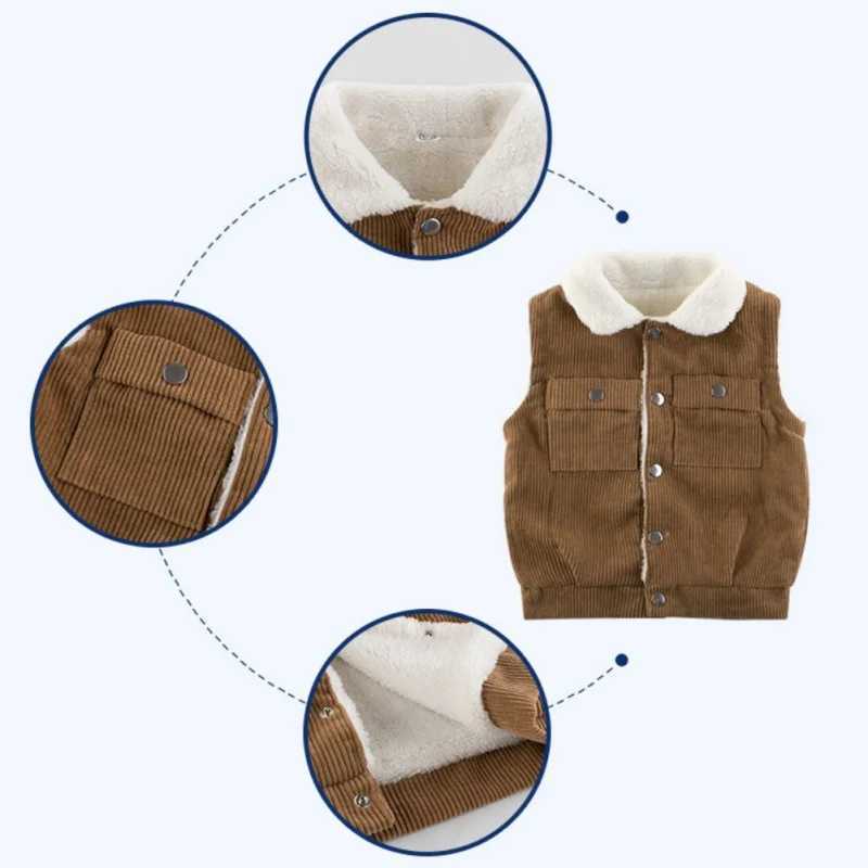 New childrens vest autumn winter boys and girls Lambswool Padded single chest hot vest childrens warm topW240724