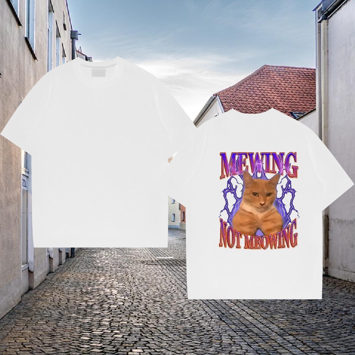 Fashion Casual T-Shirts 230g Cotton cat Home Outdoor Clothings Round Neck Short Sleeve Loose Tshirts Graphic