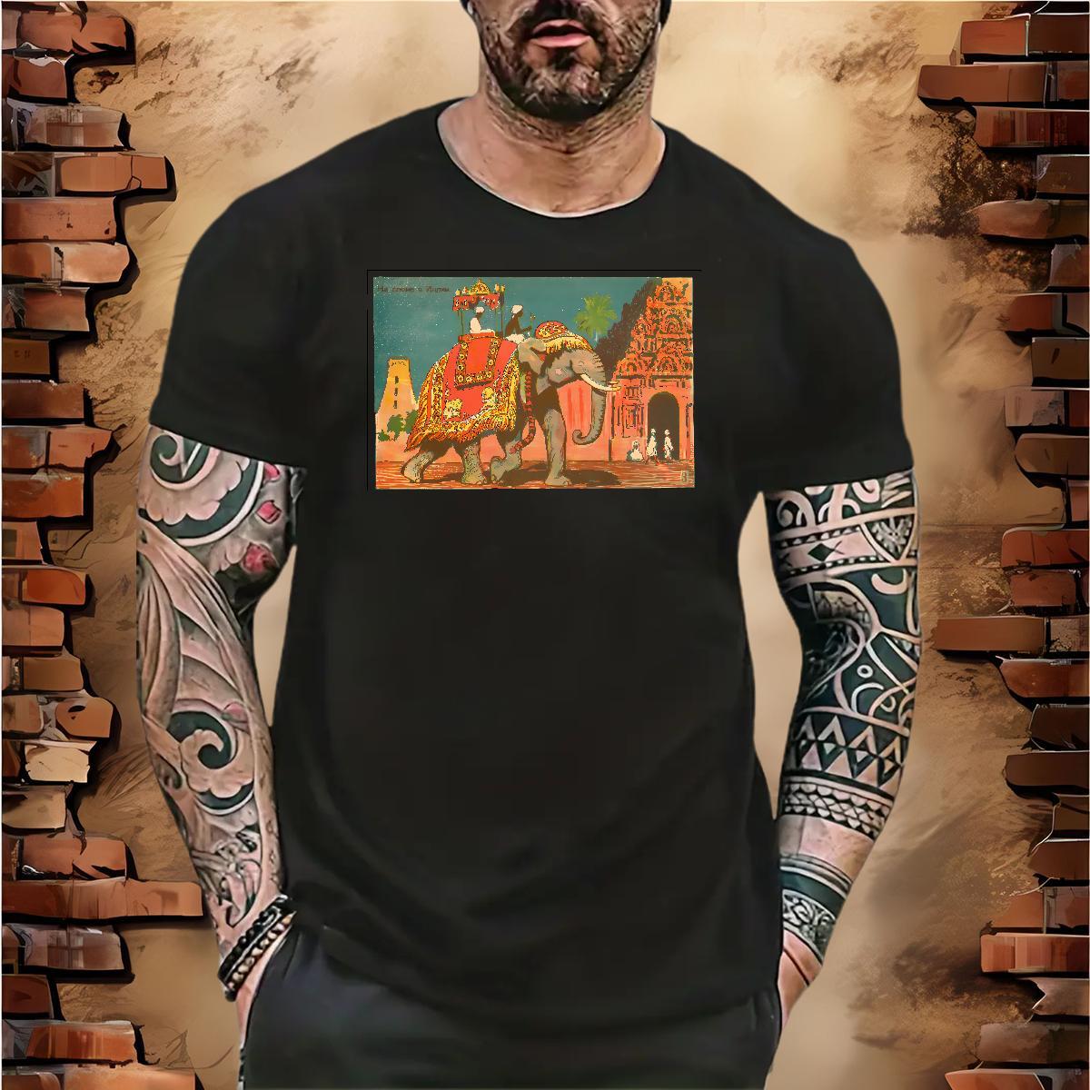 Stylist T-Shirts 230g 100% Cotton Elephant Sports Casual Clothes Breathable Crew Neck Loose Fit Men Tees Skull