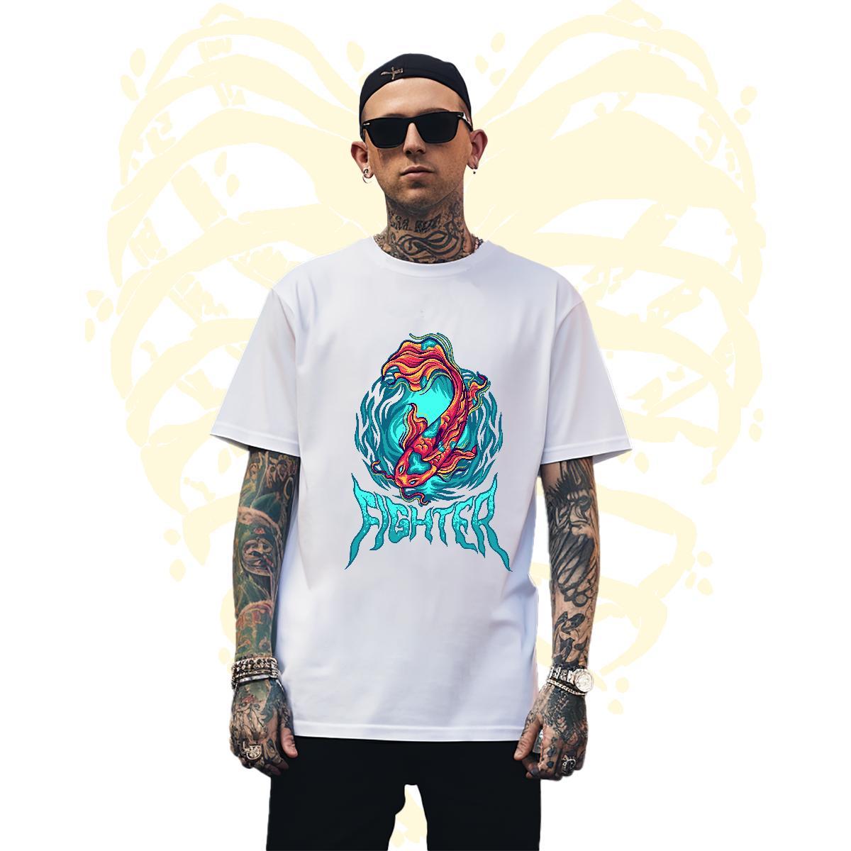 Popular Men Tops Tees 100% Cotton 230g Man T Shirts Hip Hop Street Breathable Short Sleeve Custom Cartoon 2024 Summer Clothings