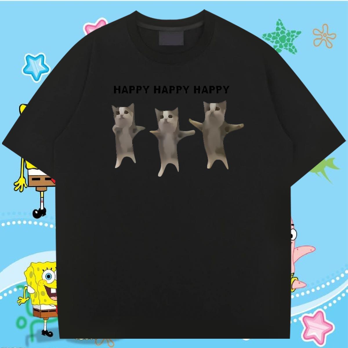 Classic Casual Mens T Shirts 230g 100% Cotton cat Street Casual Tshirts Short Sleeve O-Neck TOP Quality Mens Tshirts Anime