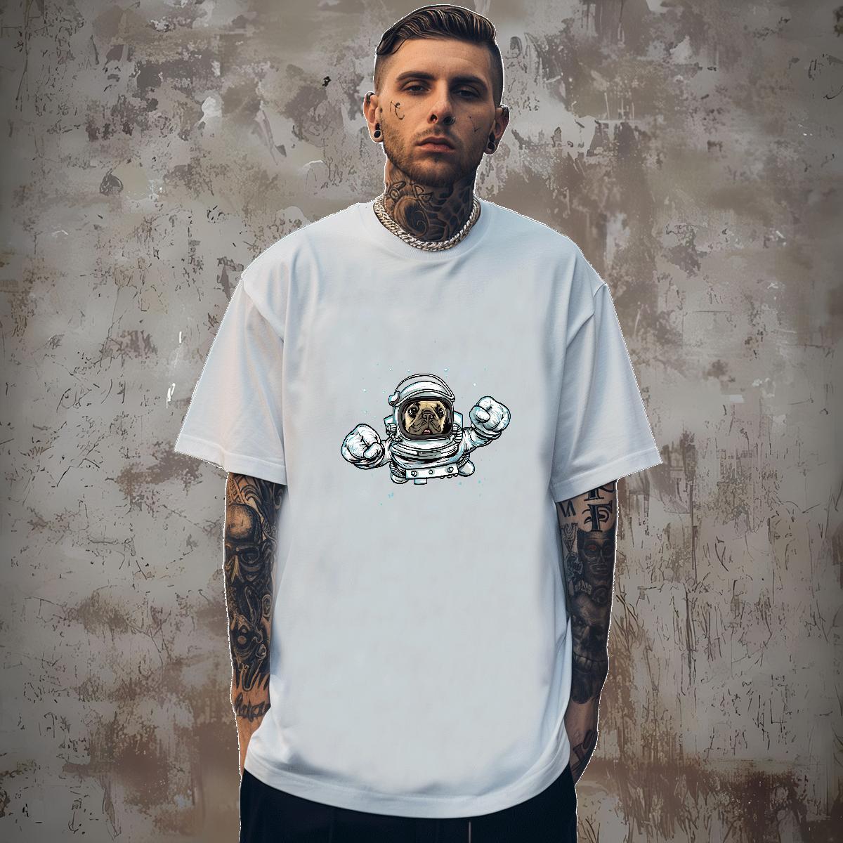 Soft Men Tees 230g Pure Cotton dog T shirt Street Breathable Short Sleeve Graphic 2024 Summer Clothes