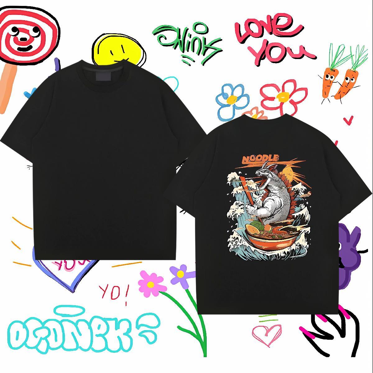 New Designer Man T Shirts 100% Cotton 230g dinosaur Daily Wear Tops Short Sleeve Soft Classic Tshirt for Man Woman Cartoon Print