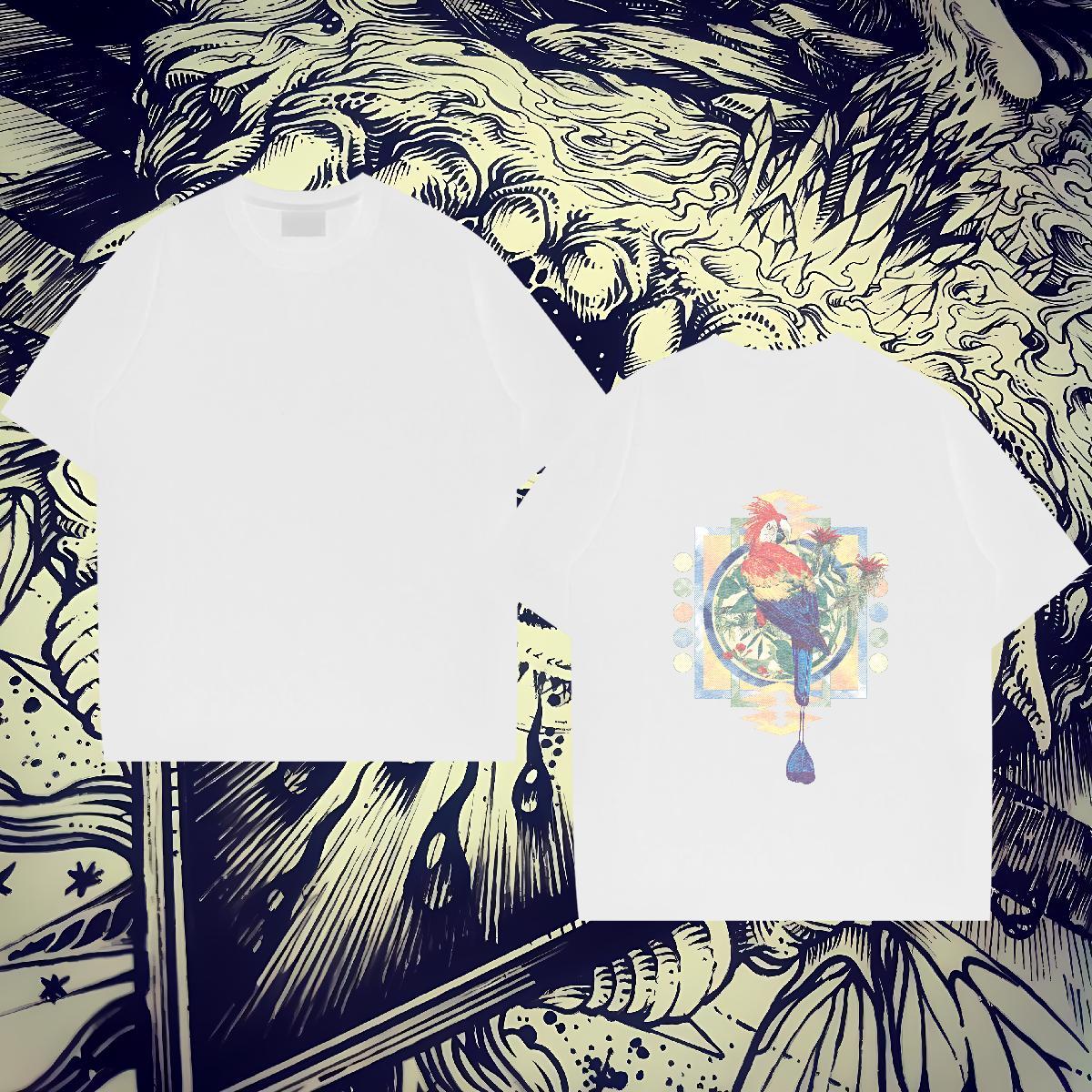 DIY T Shirt For Man 100% Cotton 230g bird Daily Outfit Tops Round Neck Short Sleeve Cool Men Tops Tees Anime