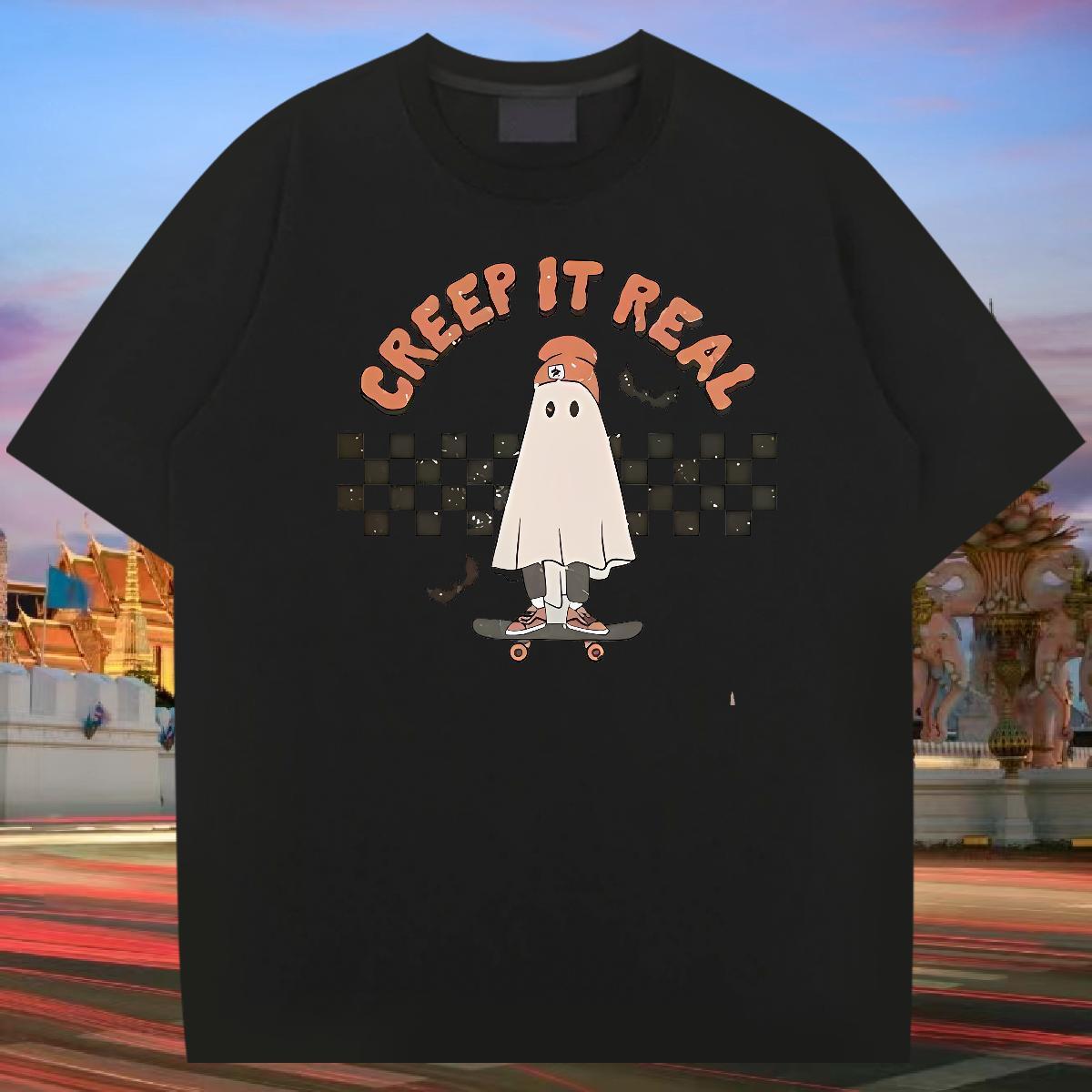 Wholesale T shirt 100% Cotton 230g halloween Street Wear Tees Crew Neck Free Shipping Couples T Shirts Custom Anime