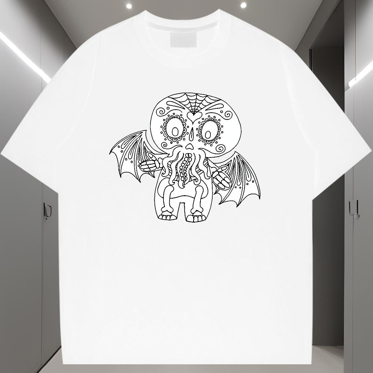 Casual New T-Shirts for Men skull Tops Shirt 230g 100% Cotton Outdoor Free Shipping DIY Breathable Crew Neck Tshirt for Man Woman