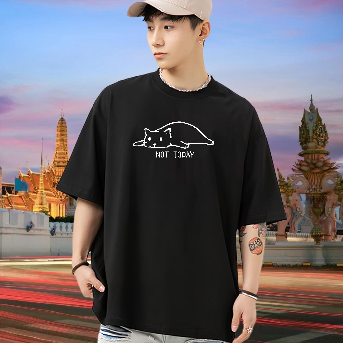 DIY T-Shirts 100% Cotton 230g cat Street Casual Tops Shirt Breathable Crew Neck TOP Quality Mens Tshirts Custom Big Size