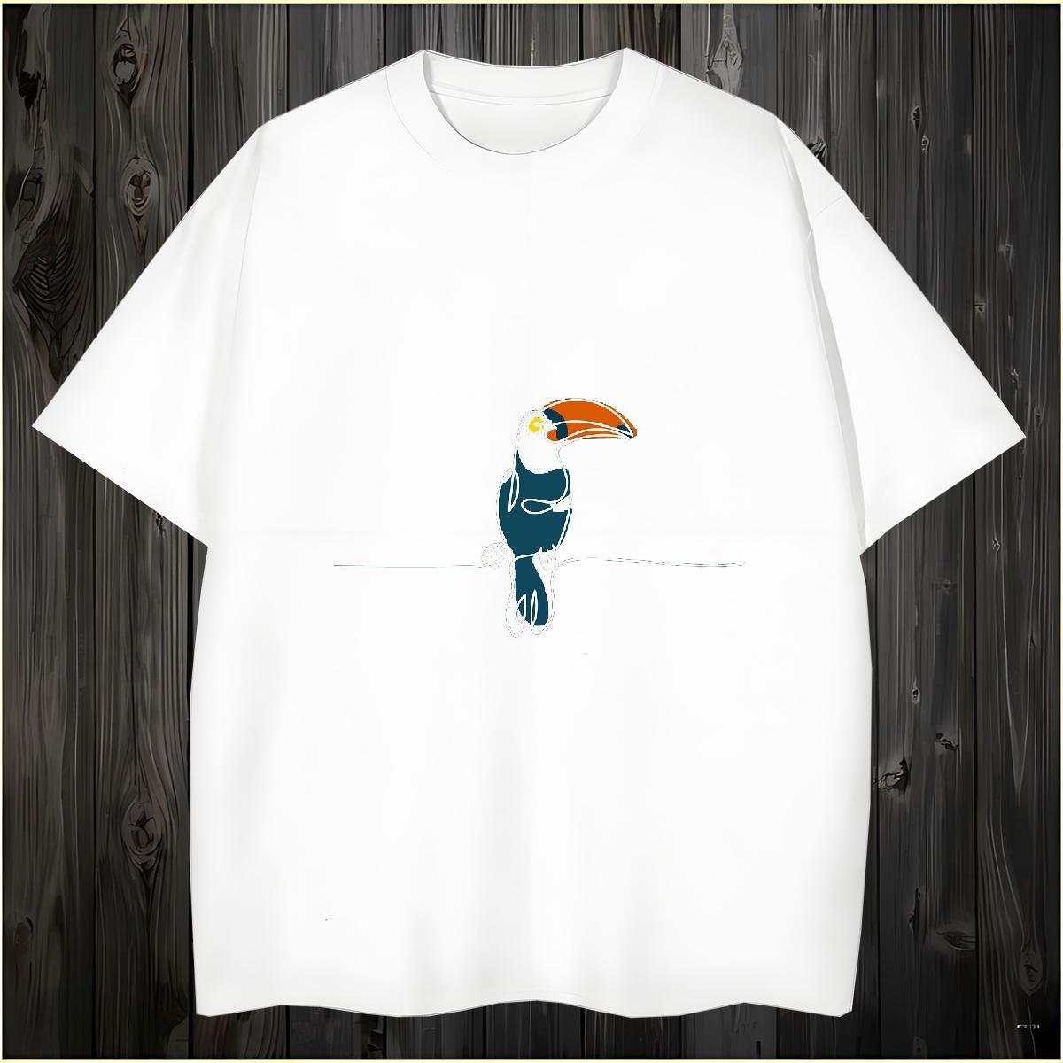 T Shirts Men 230g 100% Cotton bird Daily Outfit Breathable Skull Mens Tshirts New Arrival Unisex Polos