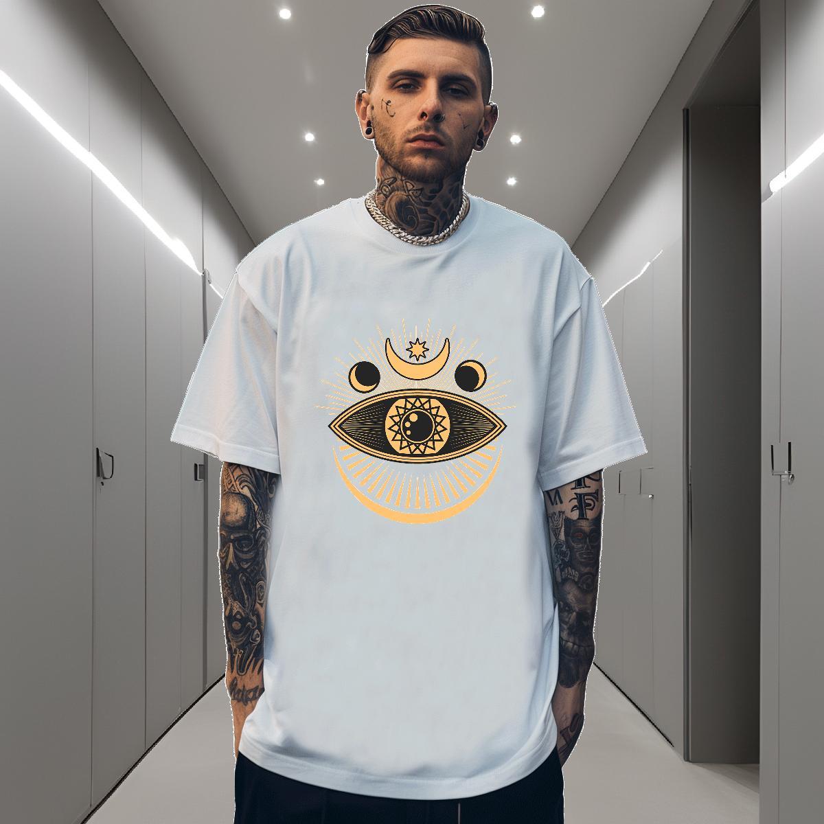 Men T Shirts 100% Cotton 230g eyes Casual Breathable Crew Neck Graphic Couples T Shirts 2024 Summer Free Shipping Clothings