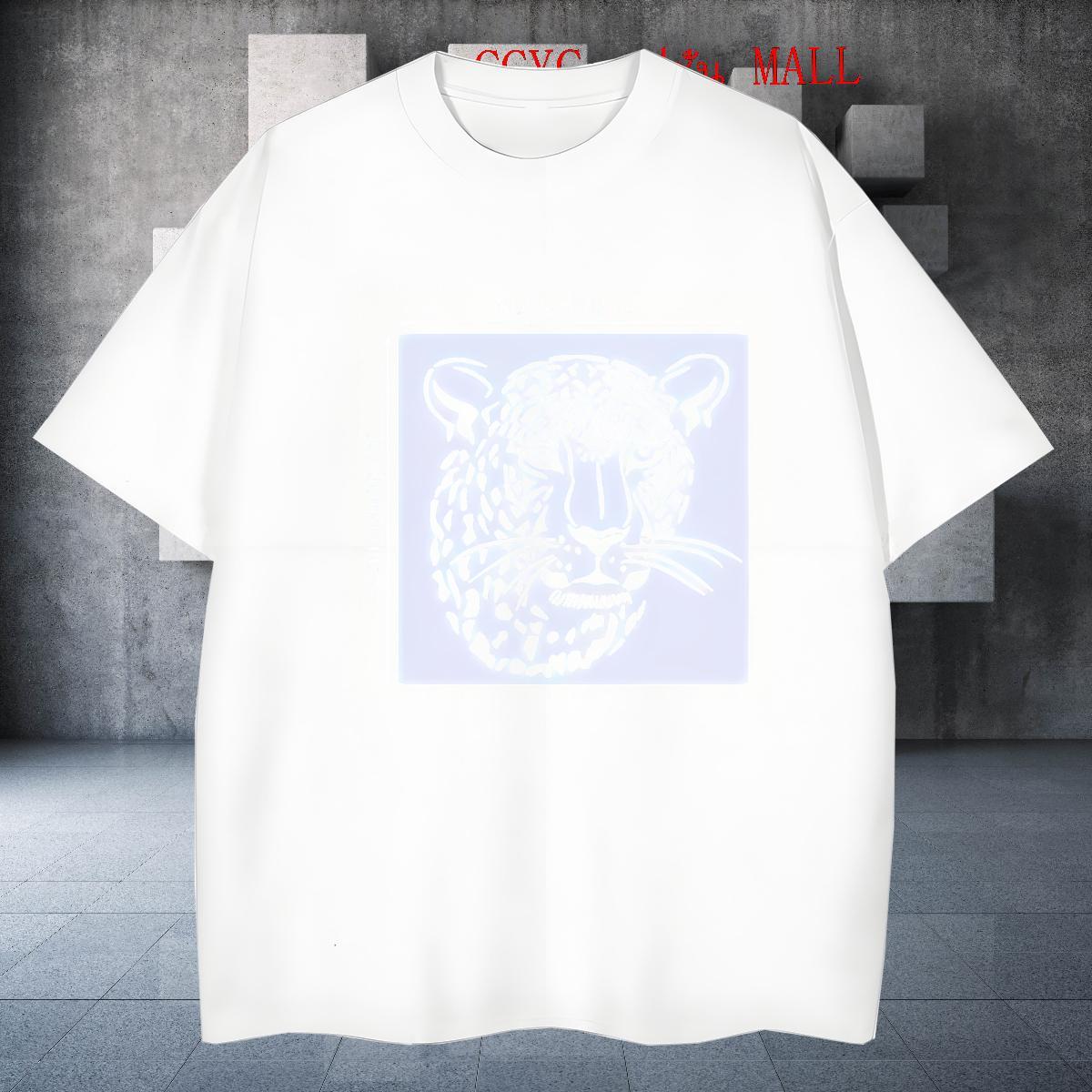 DIY T-Shirts 230g Pure Cotton leopard Hip Hop Street Tees Shirts Breathable Classic Mens Tshirts DIY Printed