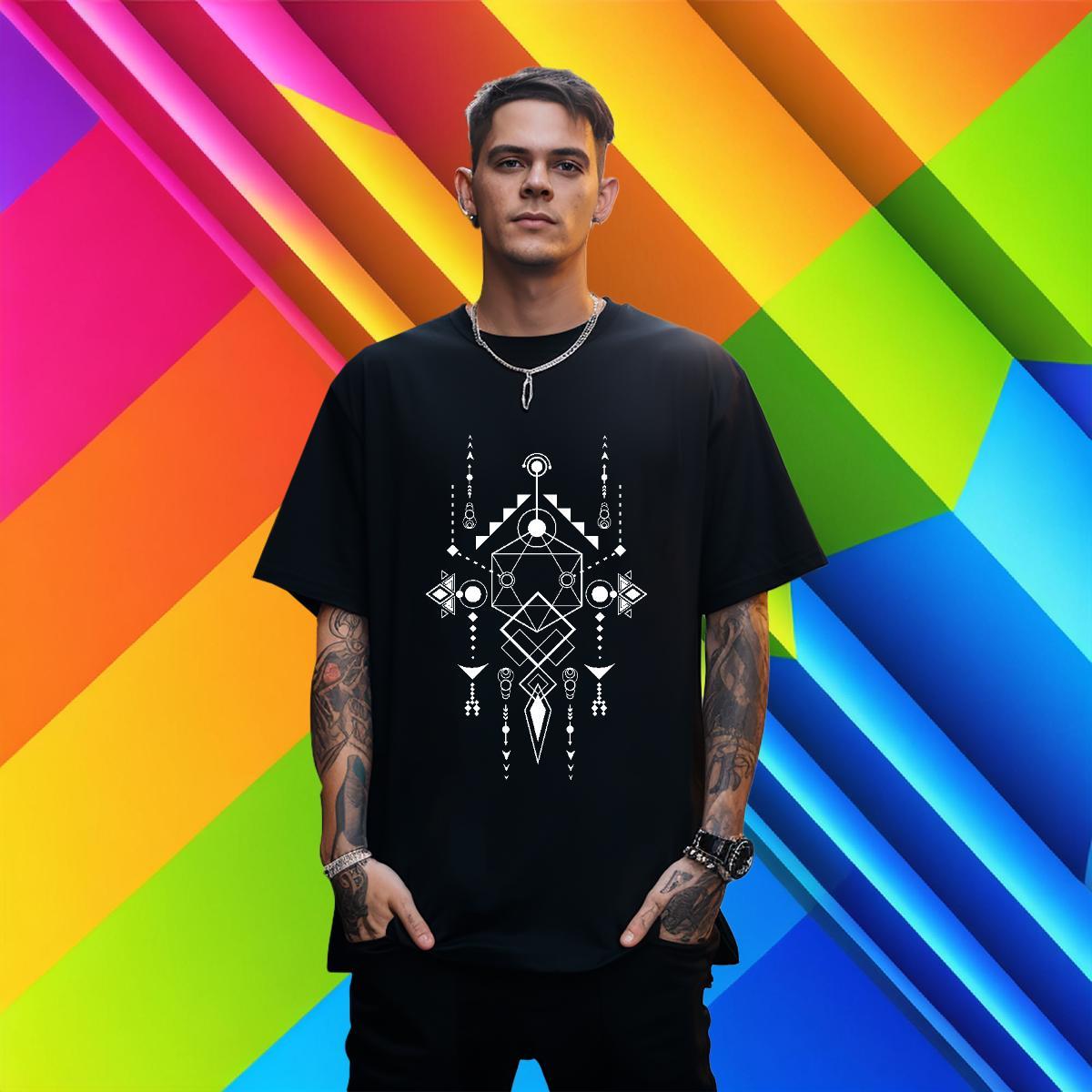 T Shirt For Man 100% Cotton 230g Lines Outdoor Short Sleeve O-Neck Anime Print Tshirts New Cool Tee Shirt