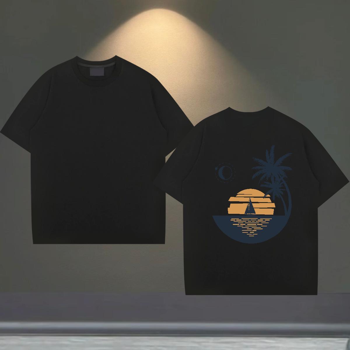 Classic Casual Men T Shirts 230g 100% Cotton sun Sports Casual Tshirts Round Neck Short Sleeve Popular Men Clothes T-Shirt Plus Size Custom