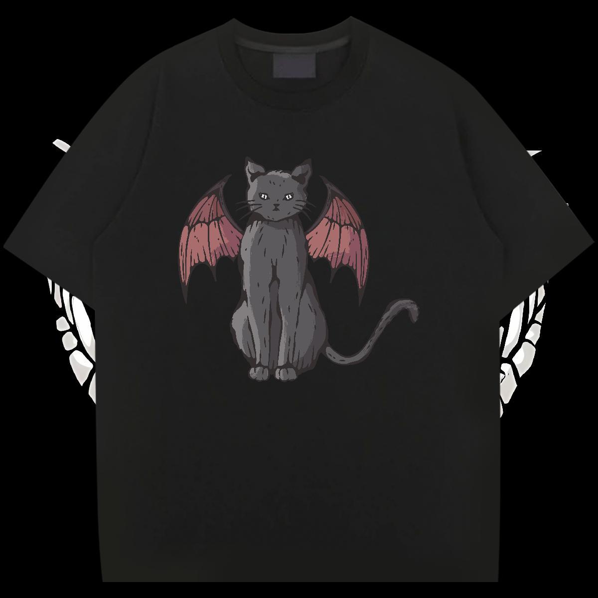 2024 T shirt 230g 100% Cotton cat Spring Summer Tee Shirt Breathable Soft Loose Fit Couples T Shirts Custom Anime
