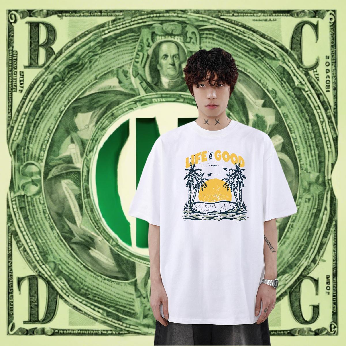 Loose Tshirts 230g Cotton High Street Hip Hop sun Asian Size Breathable Short Sleeve Classic T Shirts Men Polos