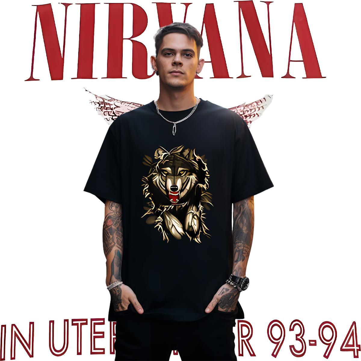 Fashion New T shirt 230g Pure Cotton wolf Home Outdoor Top Tees O-Neck Short Sleeve Loose Fit Men Tees DIY Anime