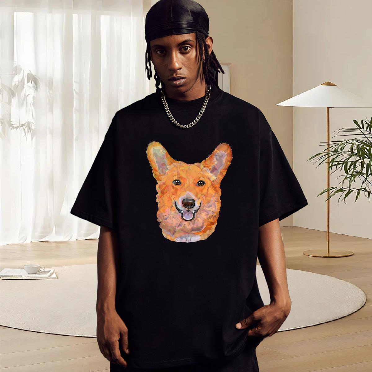 Designer Men Tops Tees 230g 100% Cotton Outdoor dog DIY Pure Cotton 2024 Summer Man T Shirts Top Tees