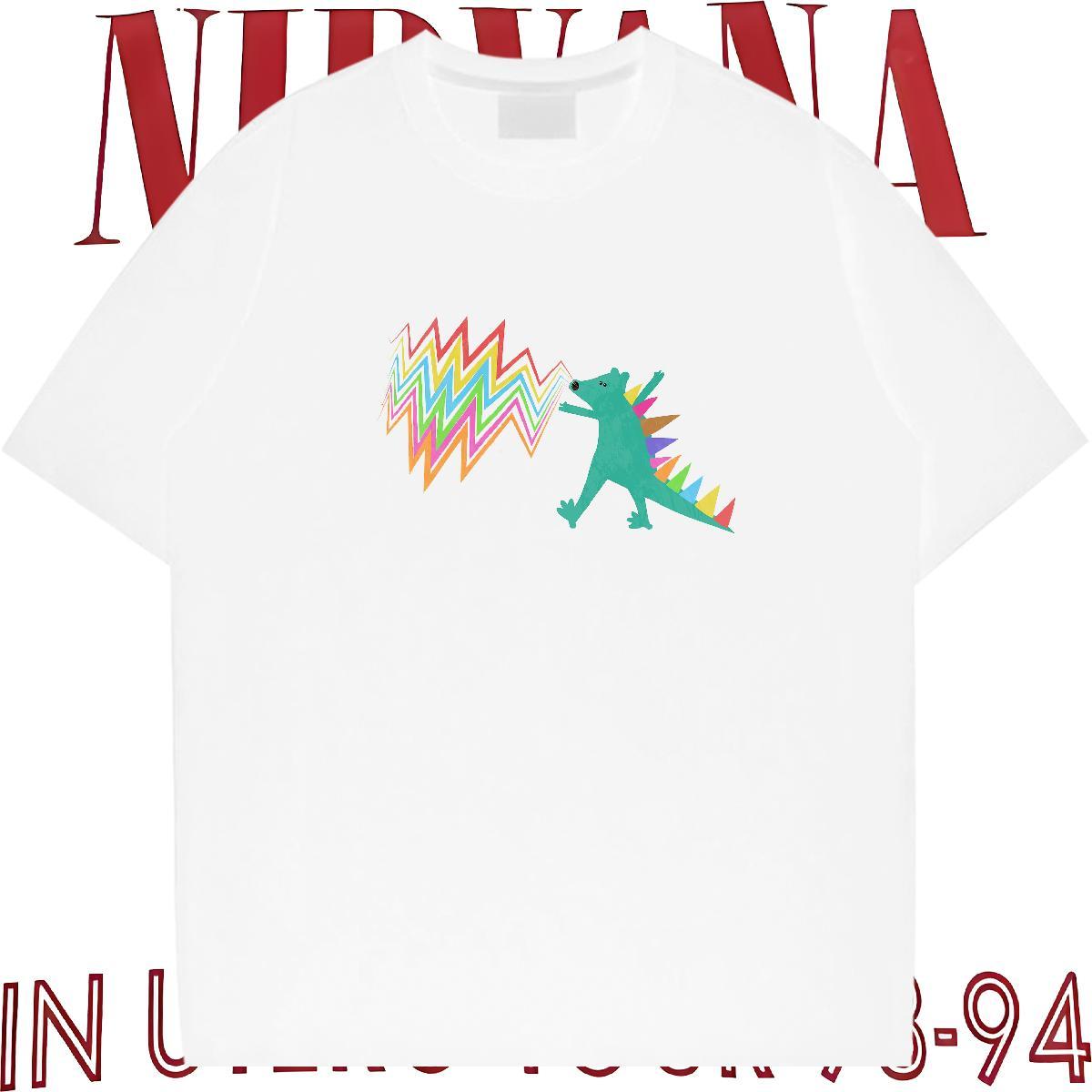 Fashion Casual T Shirt For Man 230g Pure Cotton dinosaur Street Casual Tshirts Breathable Short Sleeve Cool Men Tees DIY Printed