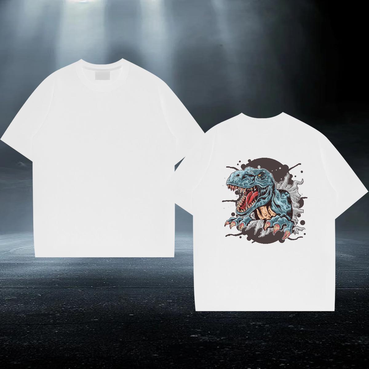 New Arrival T-Shirts 230g Cotton dinosaur Anime Printing Street Wear Breathable Crew Neck Classic Mens Tshirts Oversized